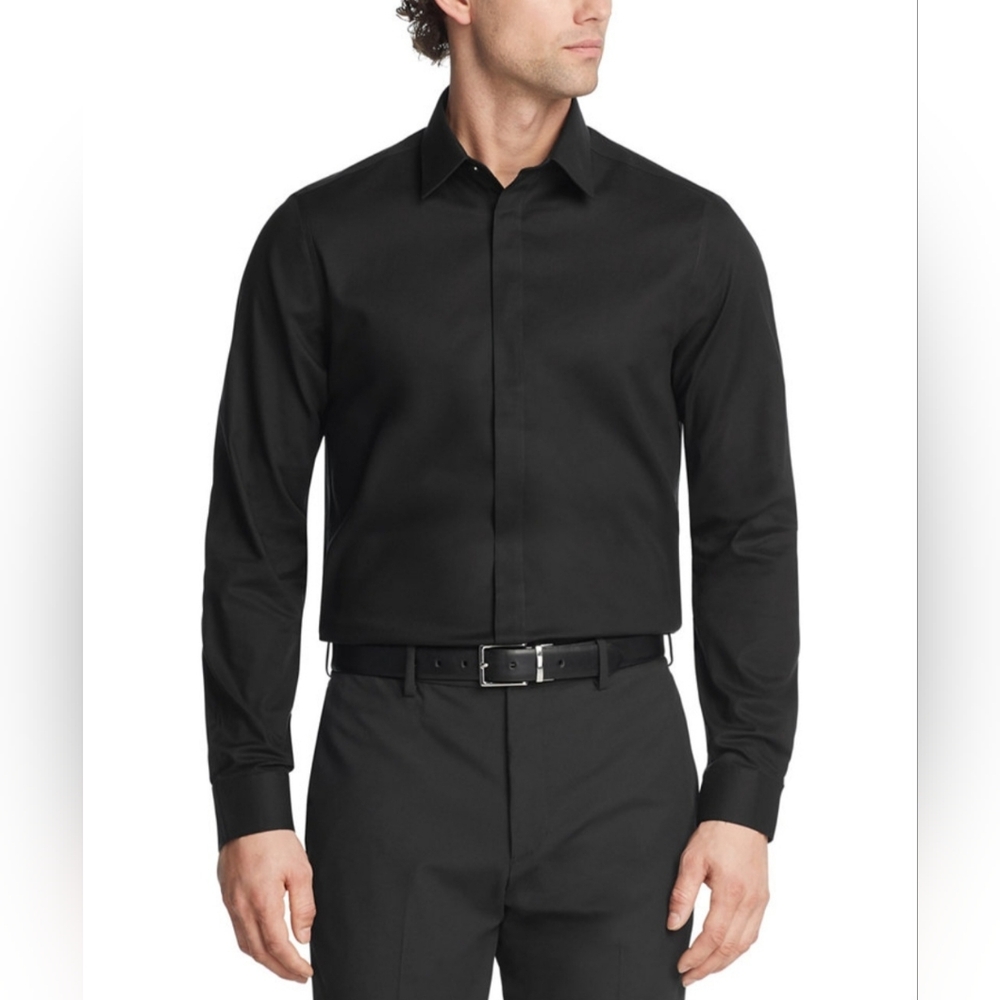 Calvin Klein Fit Covered Steel + Placket Formal Shirt black size L